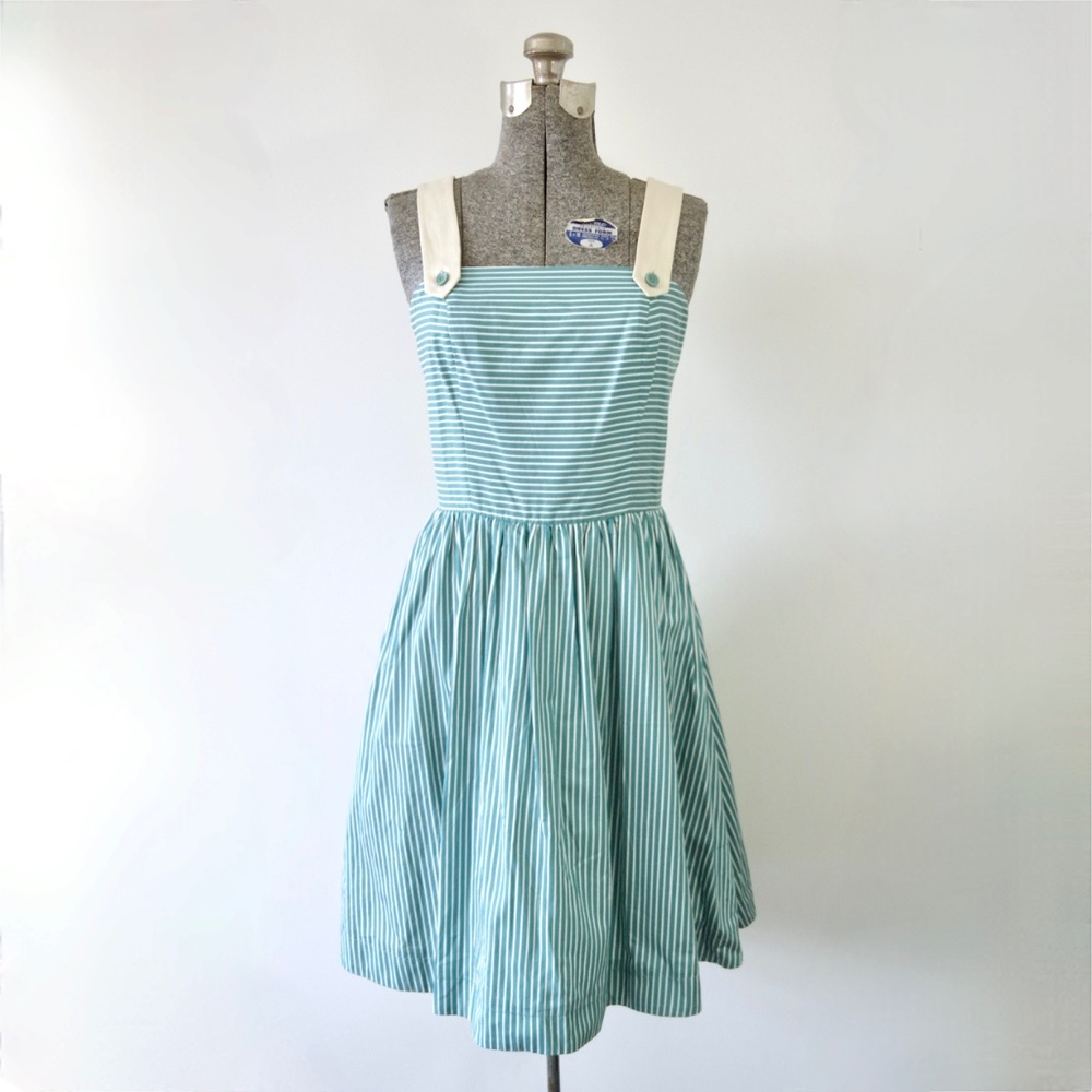 Joules Tom Joule Collection Nathalie Aqua Striped Summer Dress UK 8 EUR XS US 4